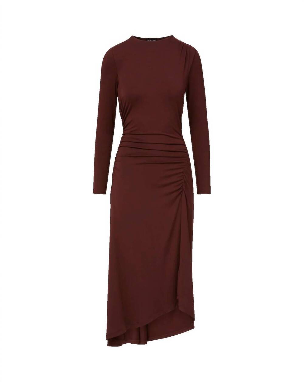 NEW VERONICA BEARD theodora ruched midi dress in raisin - Picture 5 of 5